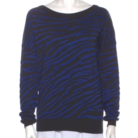 Diane von Furstenberg "Estelle" Zebra Stripe Relaxed Fit Sweater- Sz. Sm - Picture 1 of 9